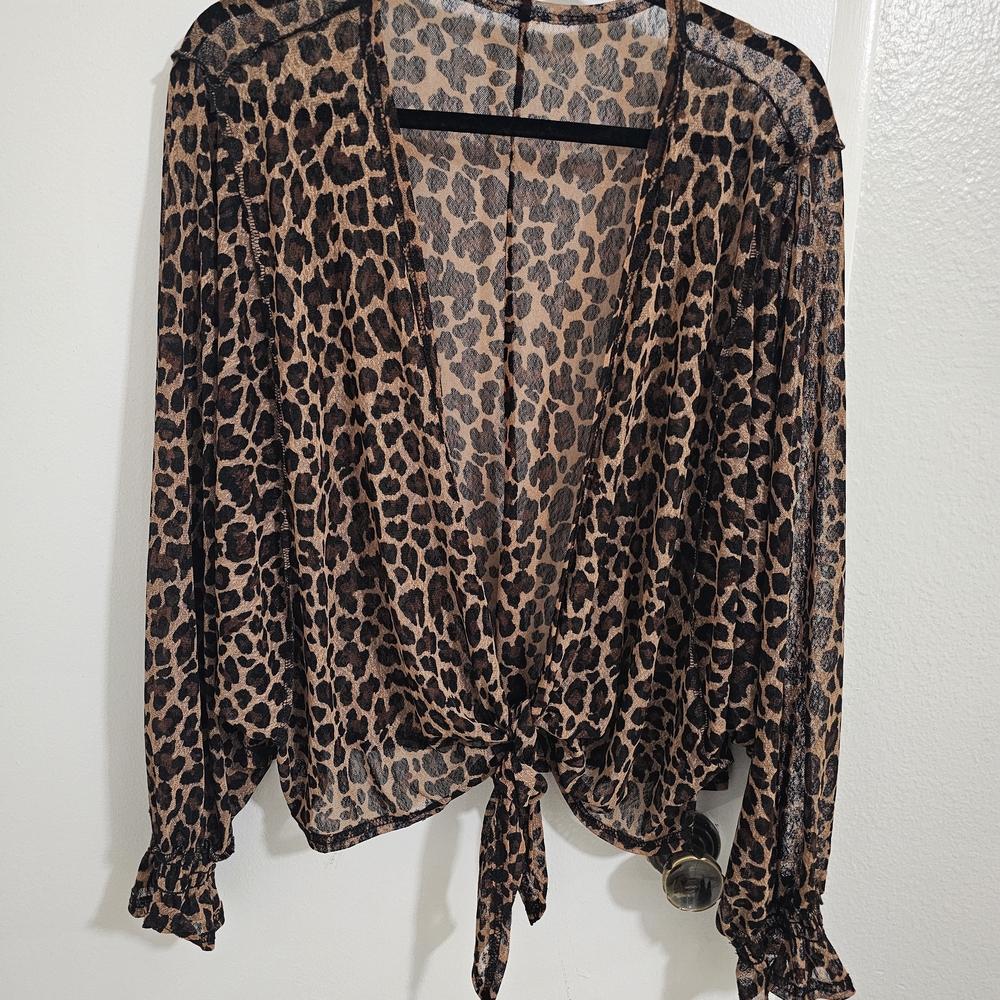 Leopard Print Tie-Front Blouse